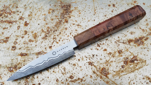 Hyphen Cutlery 110mm San Mai Damascus Paring