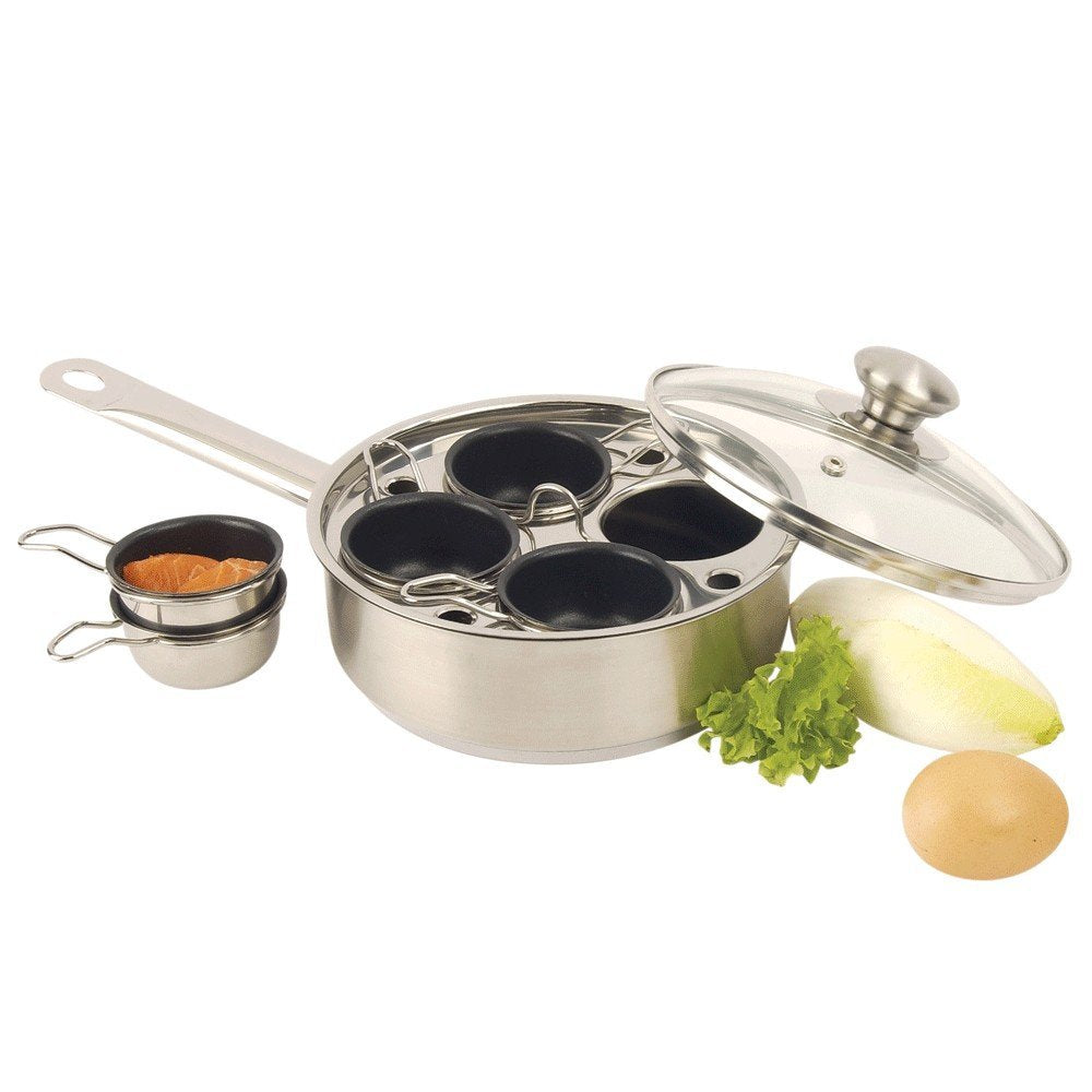 Demeyere Resto 4-cup Stainless Steel Egg Poacher Set