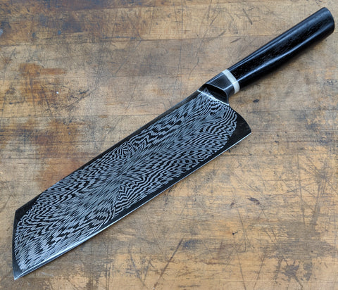 Blade and Hammer 9" Framed Explosion Damascus Nakiri