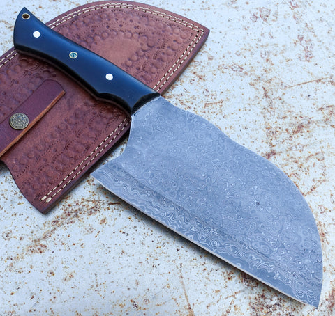HK Knives 7" Damascus Cleaver with Sheath #8