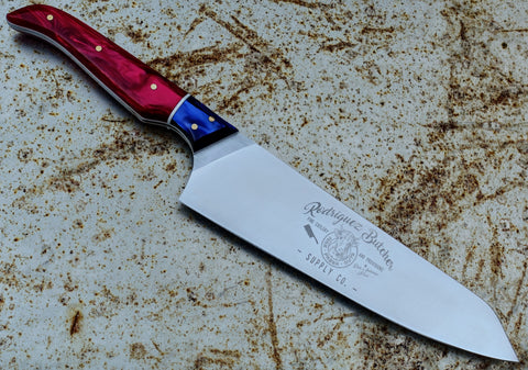 APOSL 8" Chef Knife with Red and Blue Kirinite Handle