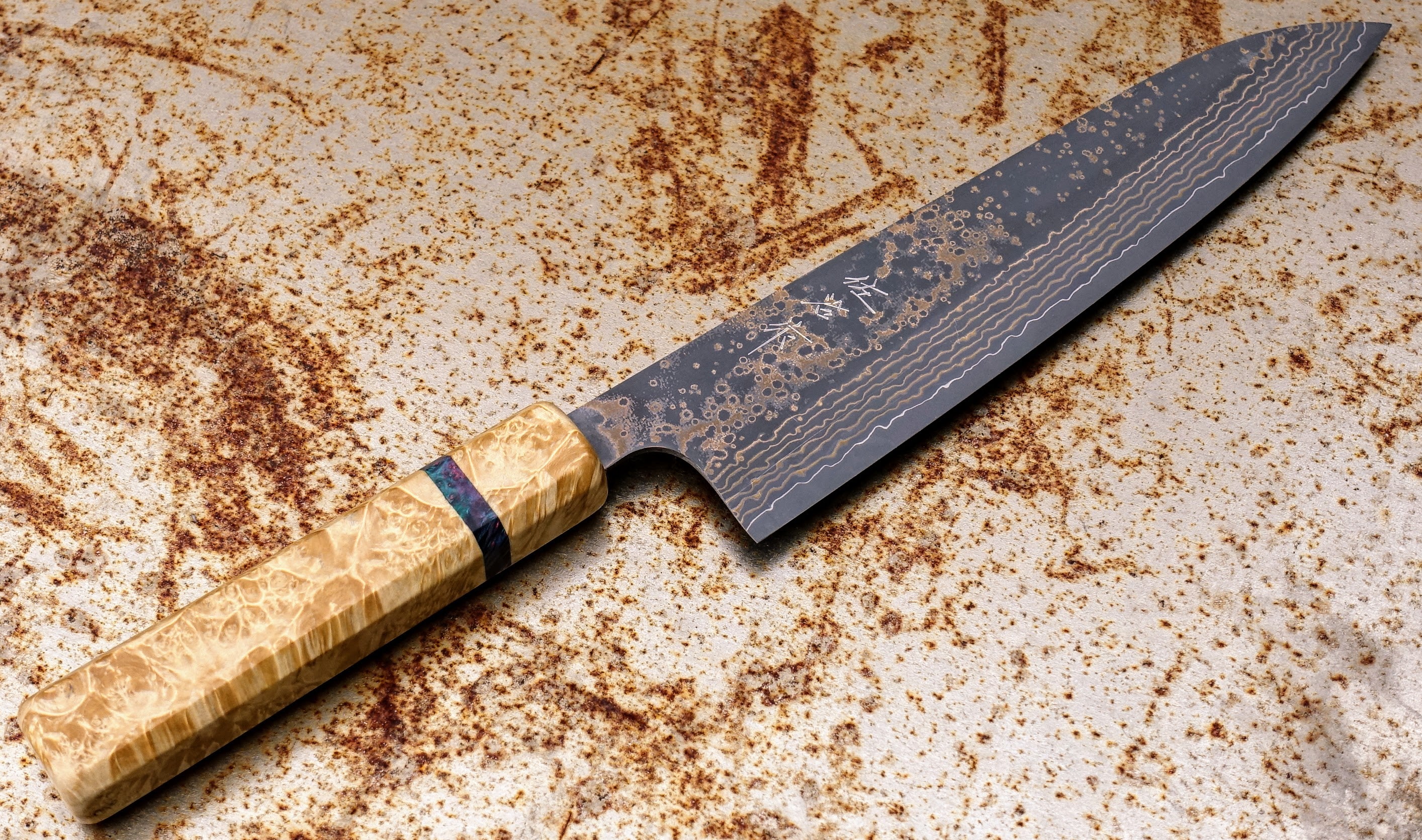 Japanese kitchen knife Takeshi Saji Bunka Iron Wood Nickel