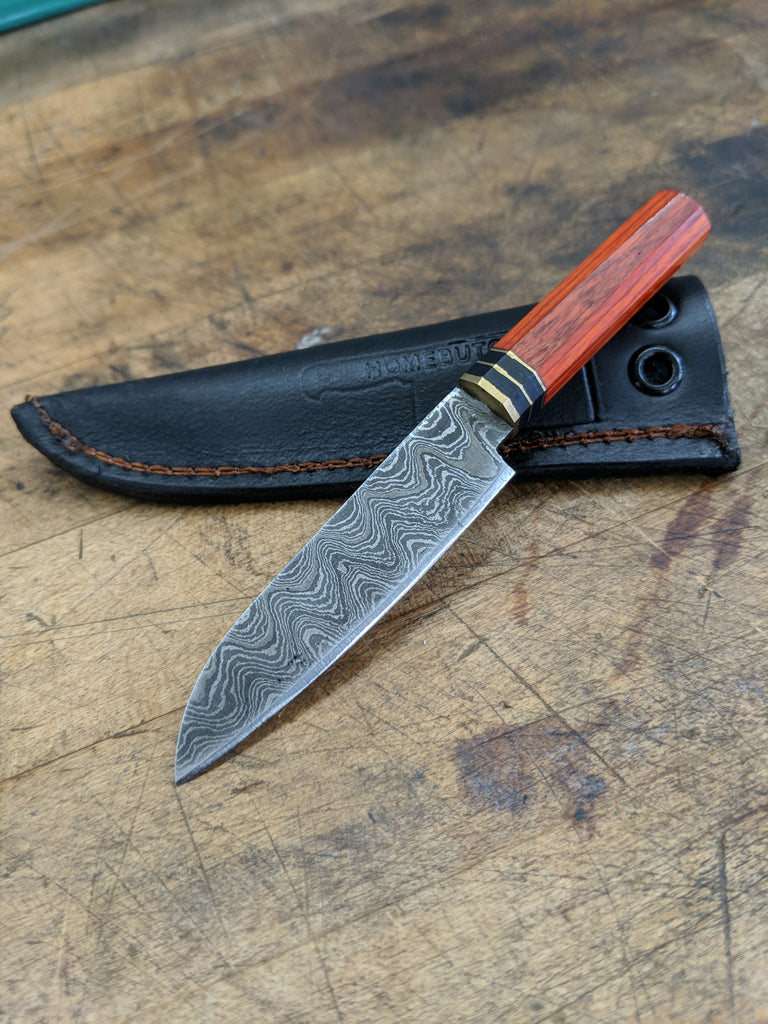 Black Blade Knives Mini Knife with Orange Wa handle (Includes Sheath)