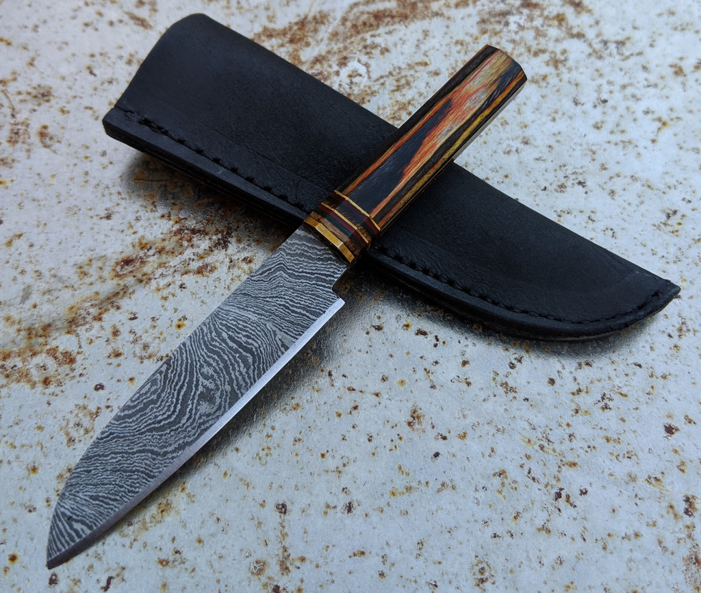 Black Blade Knives Mini Knife with Tequila Sunrise Wa handle (Includes Sheath)