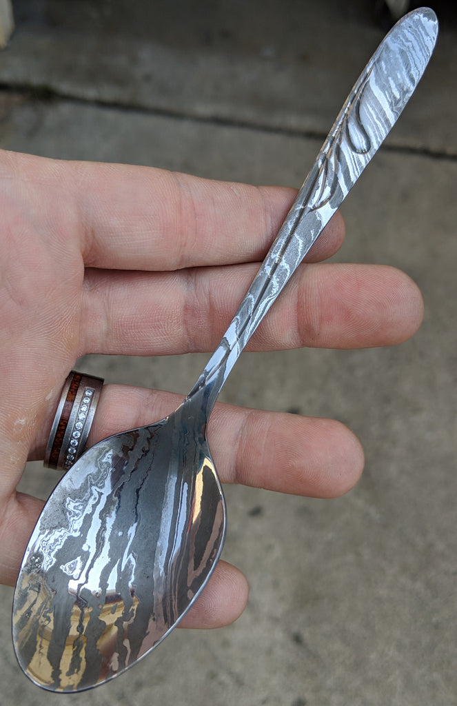 Black Blade Damascus Teaspoon (Polished)